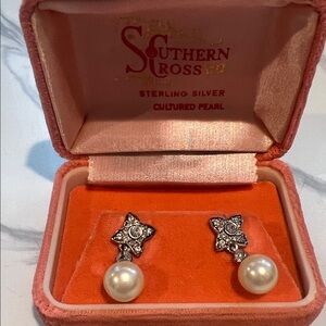 Vintage Sterling Silver Pearl Earrings